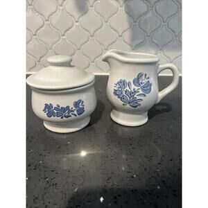 Vintage Pfaltzgraff Yorktowne Creamer and Sugar Bowl With Lid Decorative